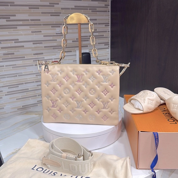 BNIB LOUIS VUITTON NUDE EMPRIENTE LEATHER SLIDES SIZE 38 - Picture 2 of 4